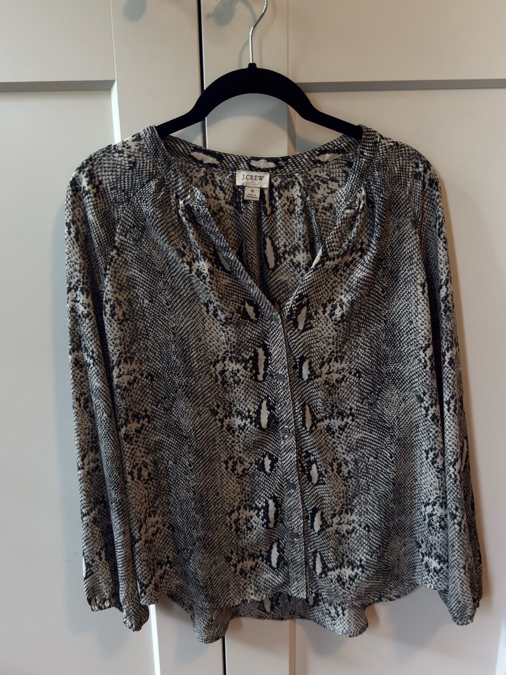 J. Crew Women's Snake-Print Button-Front Blouse in Gray and Black